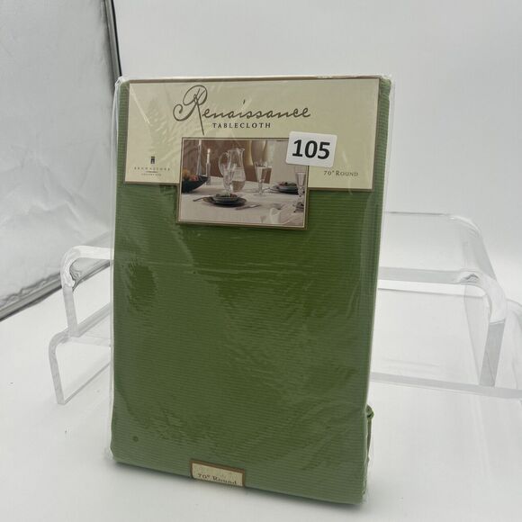ELRENE HOME FASHIONS 100% POLYESTER Olive Green 70" ROUND TABLECLOTH - NOS - Picture 10 of 10